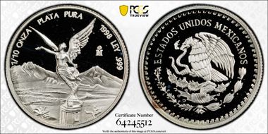 1998-Mo 1/10 oz Libertad Ag PR69DCAM