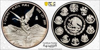 1998-Mo 2 Onza Libertad Ag PR69DCAM