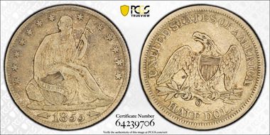 1855-O 50C Arrows VF35