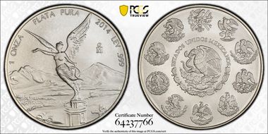 2014-Mo Onza Libertad Ag MS70