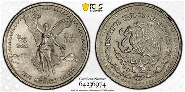 1991-Mo 1/20 oz Libertad Ag MS67