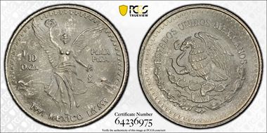 1991-Mo 1/10 oz Libertad Ag MS65