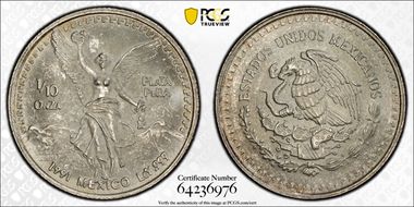 1991-Mo 1/10 oz Libertad Ag MS66
