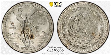 1991-Mo 1/2 oz Libertad Ag MS67