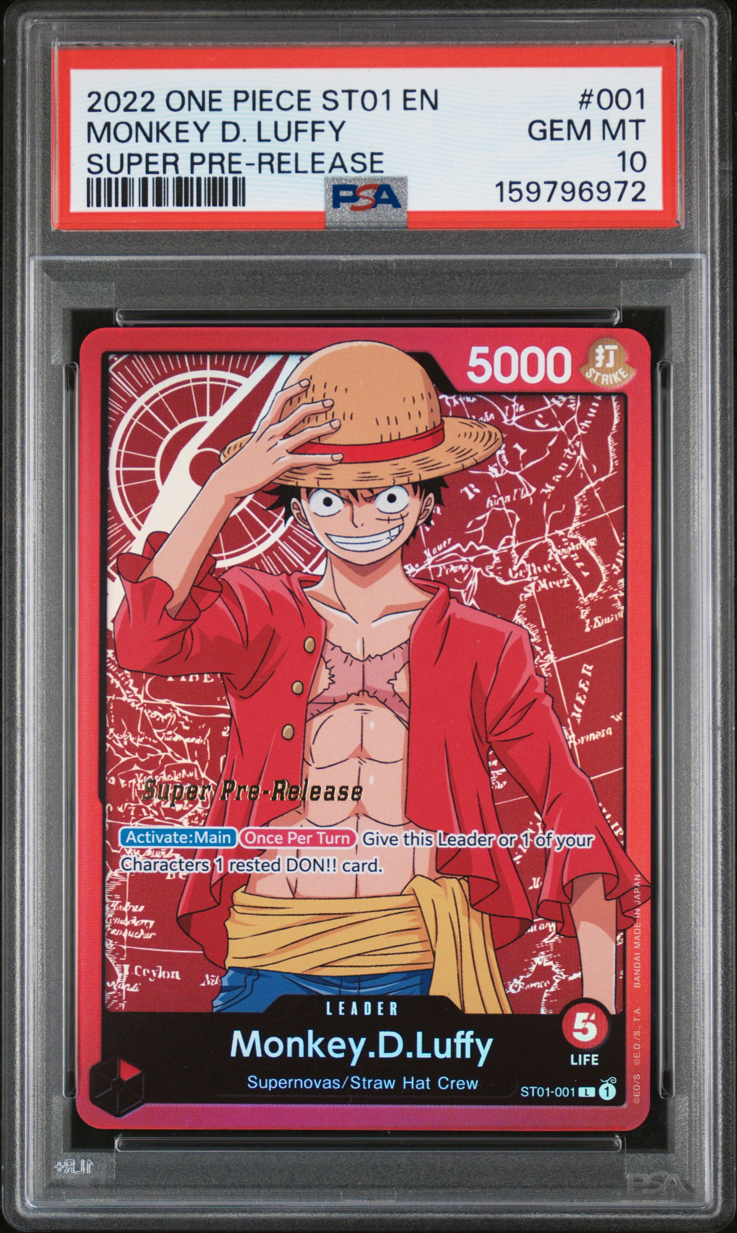 2022 #001 Monkey D. Luffy PSA 10 One Piece Starter Deck ST01-Straw Hat Crew