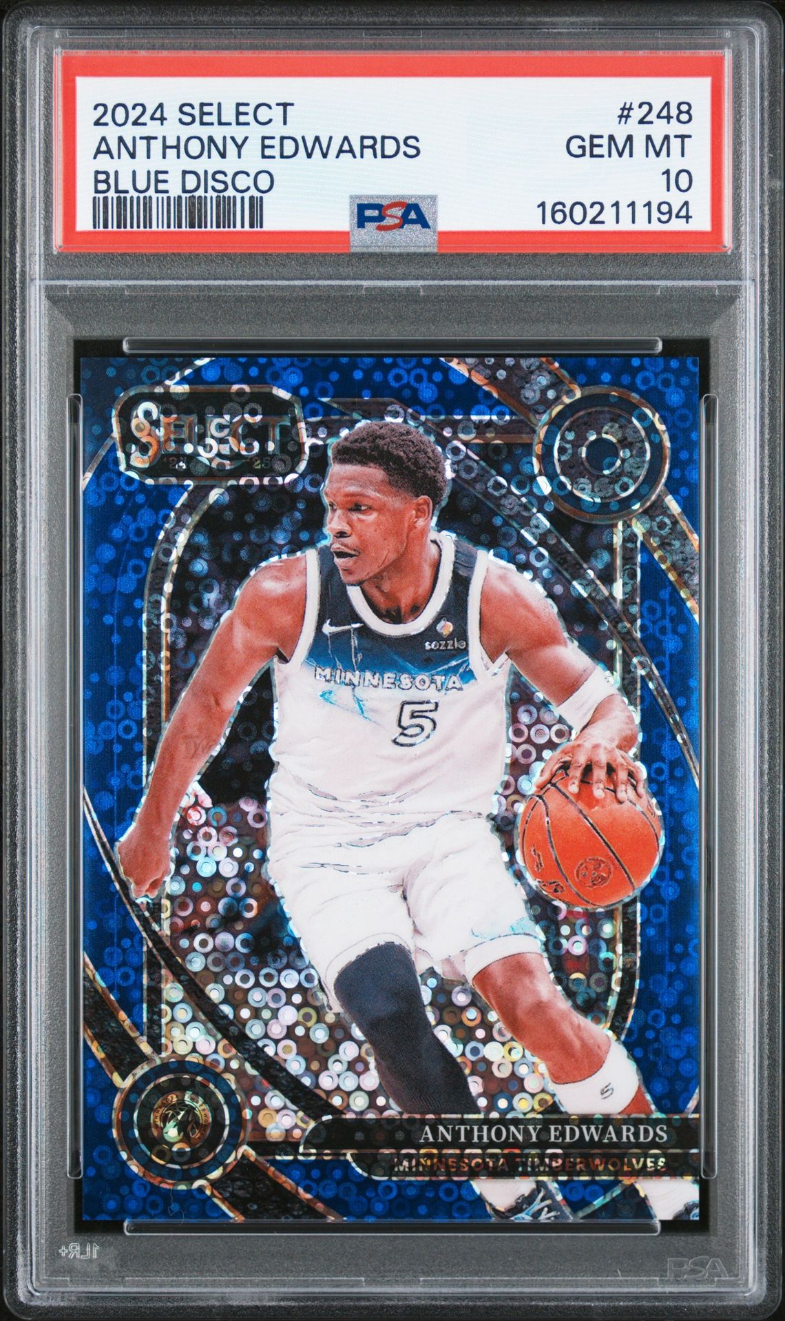 2024 Panini Select Anthony Edwards #248 (Blue Disco) Gem Mt 10 front