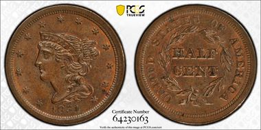 1851 1/2C MS63BN
