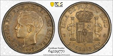 1895-PG V Peso KM-24  Ag AU53