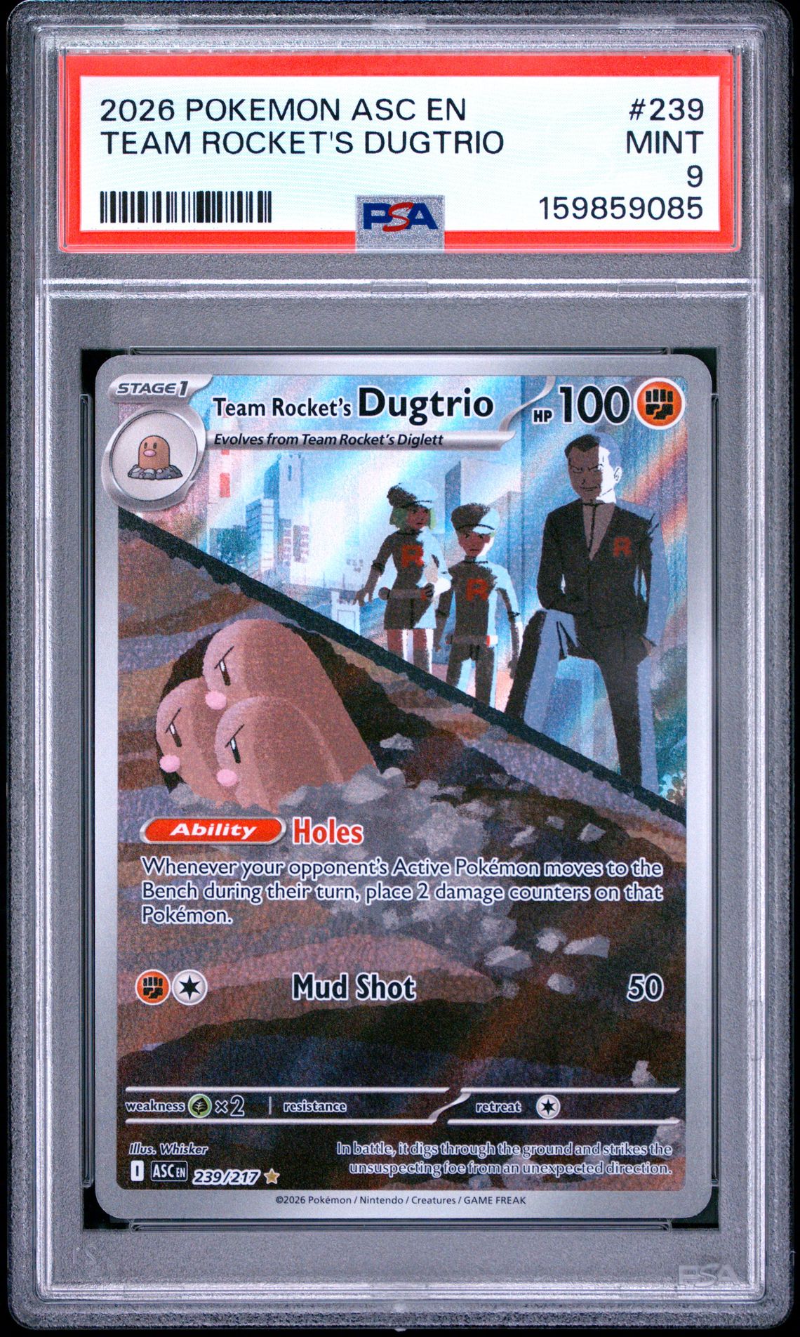 2026 Pokemon Asc En-Ascended Heroes Team Rocket's Dugtrio #239 (Illustration Rare) Mint 9 front