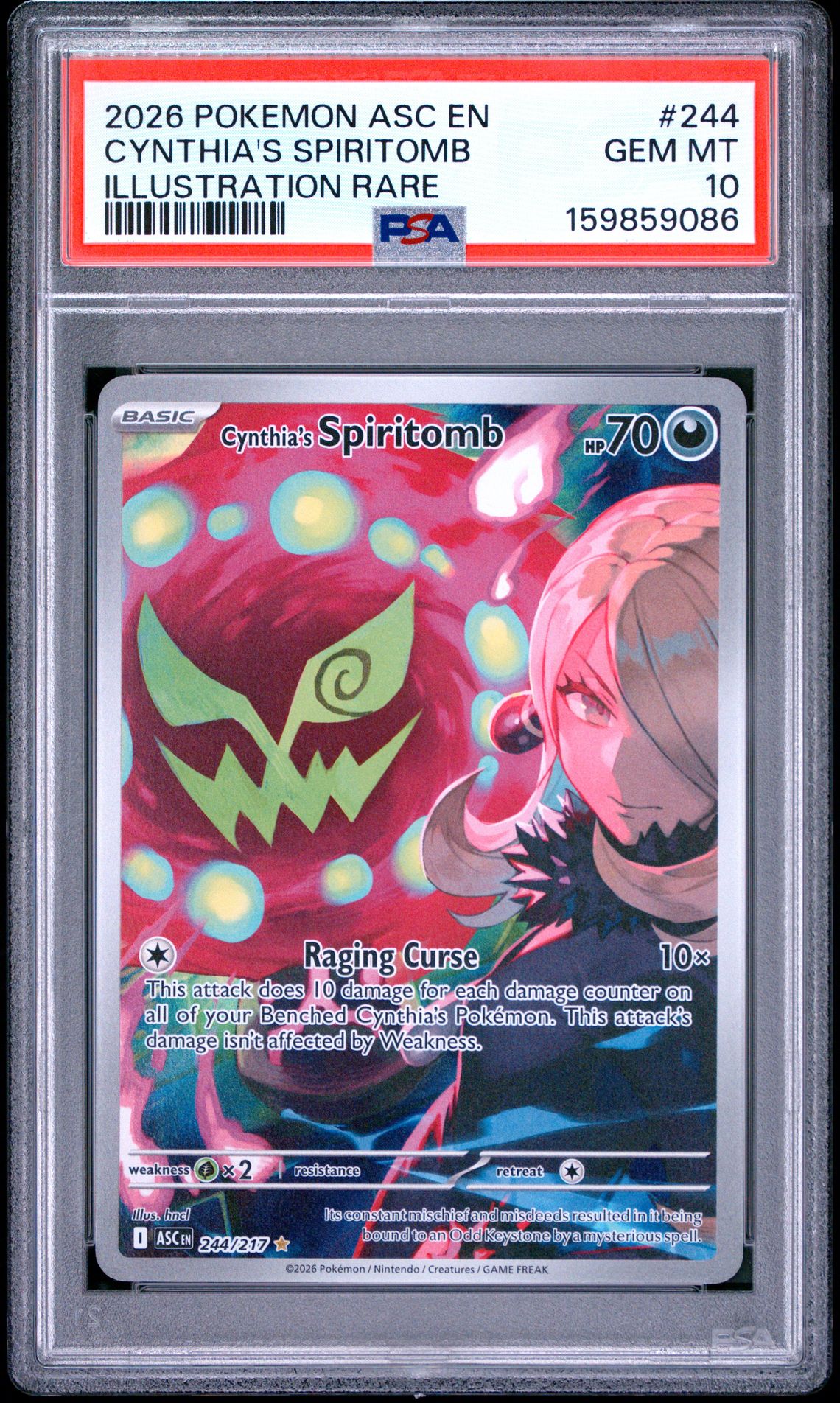 2026 Pokemon Asc En-Ascended Heroes Cynthia's Spiritomb #244 (Illustration Rare) Gem Mt 10 front view - PSA graded GEM MT 10