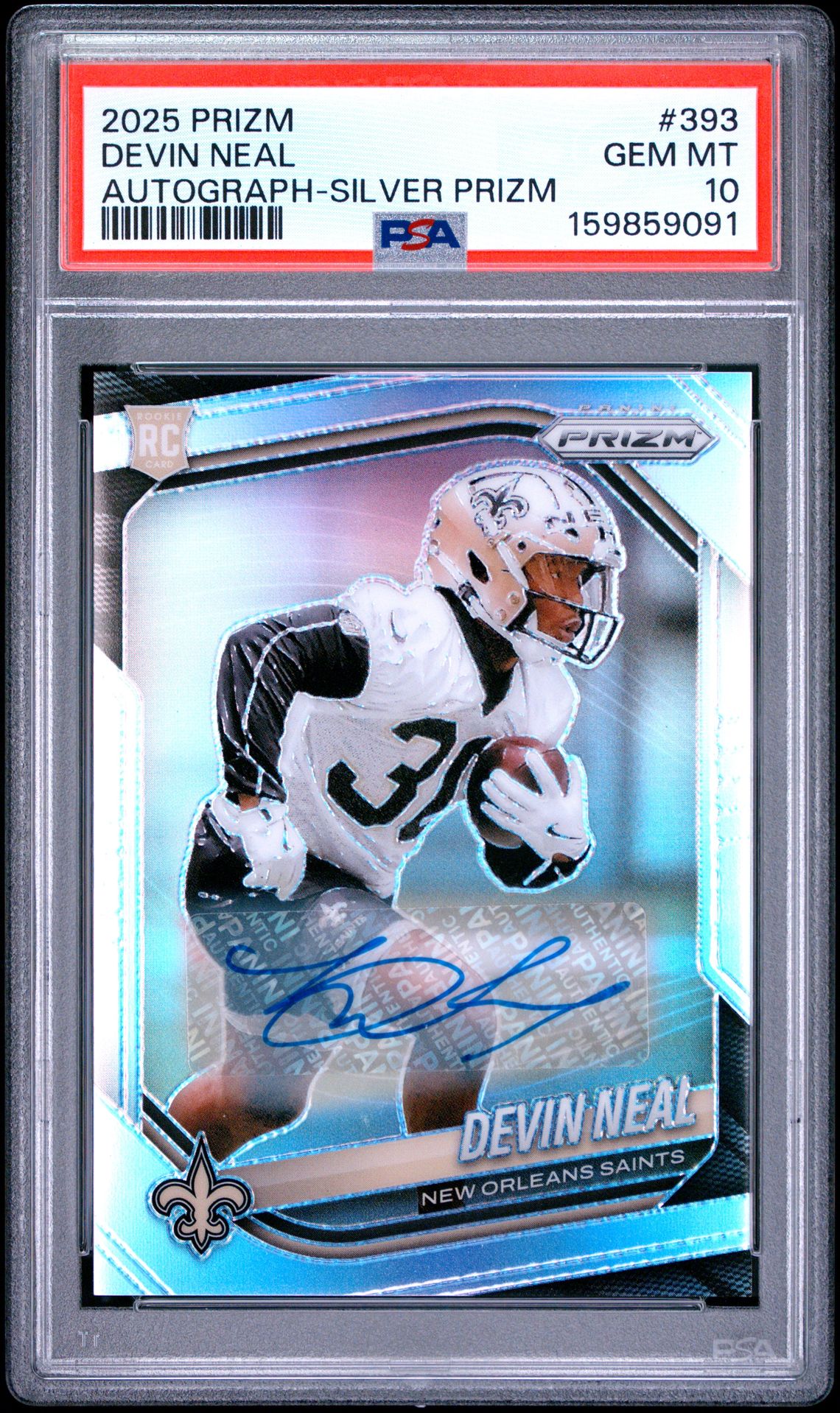2025 Panini Prizm Devin Neal #393 (Autograph-Silver Prizm) Gem Mt 10 front