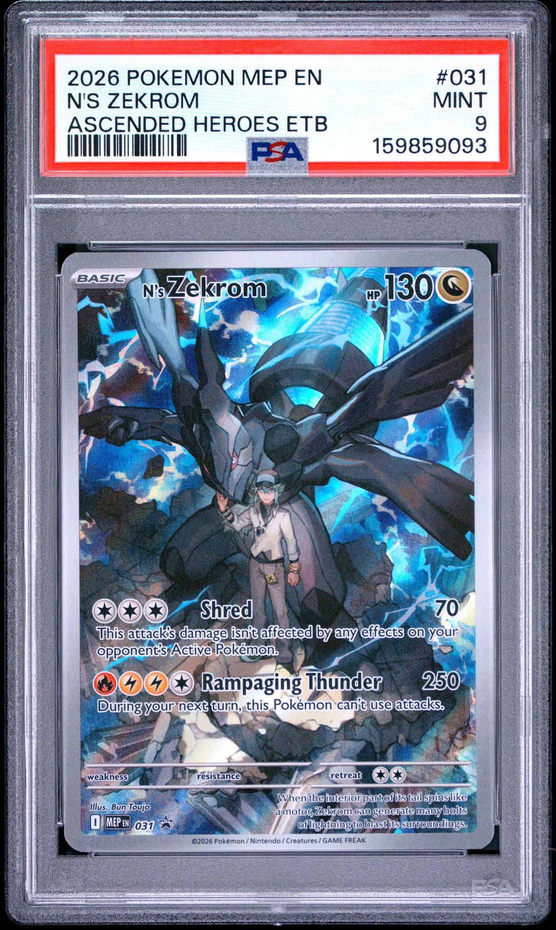 2026 Pokemon Mep En-Me Black Star Promo N's Zekrom #031 (Ascended Heroes Etb) Mint 9 front