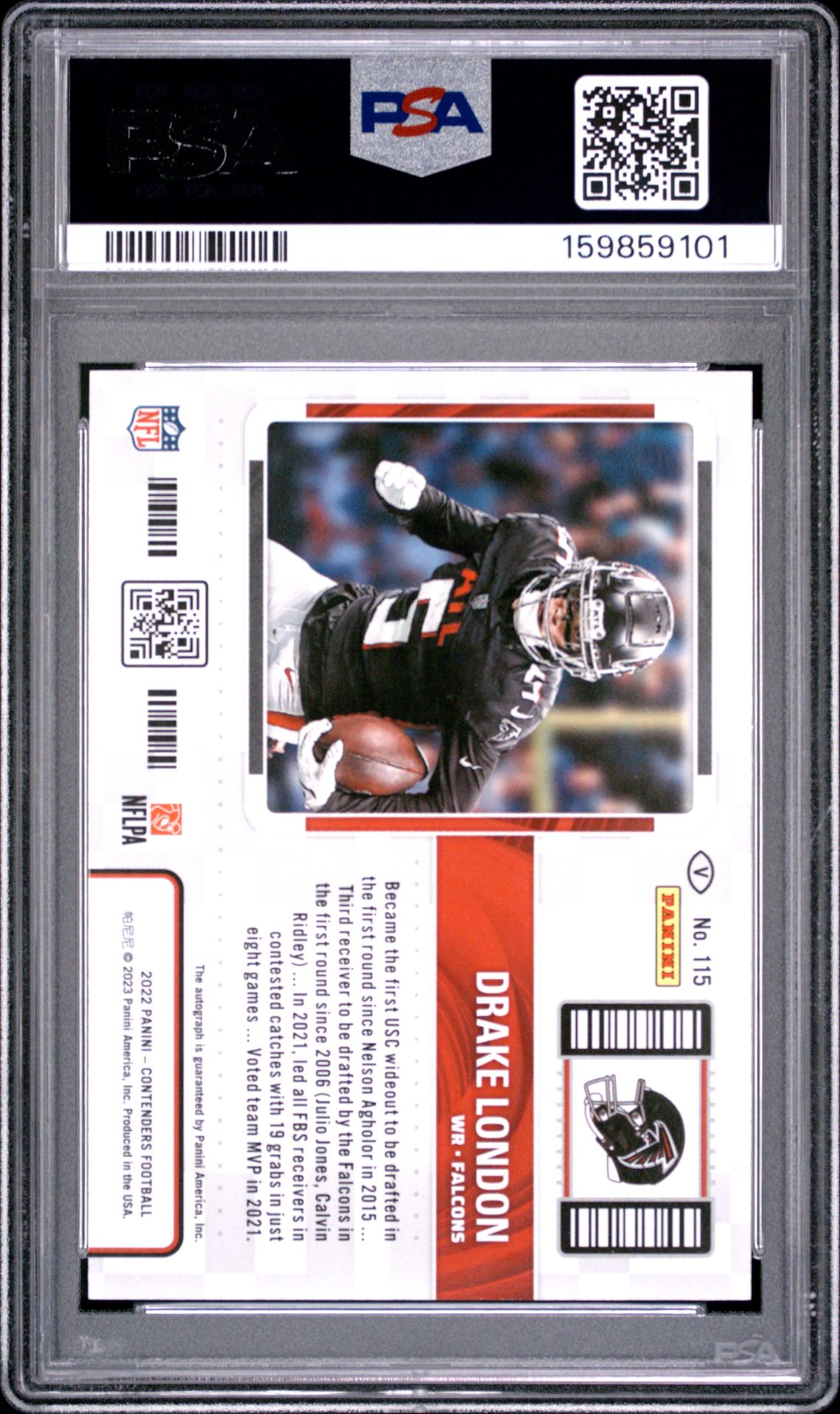 2022 Panini Contenders Drake London #115 (Variation-Autograph) Mint 9 back