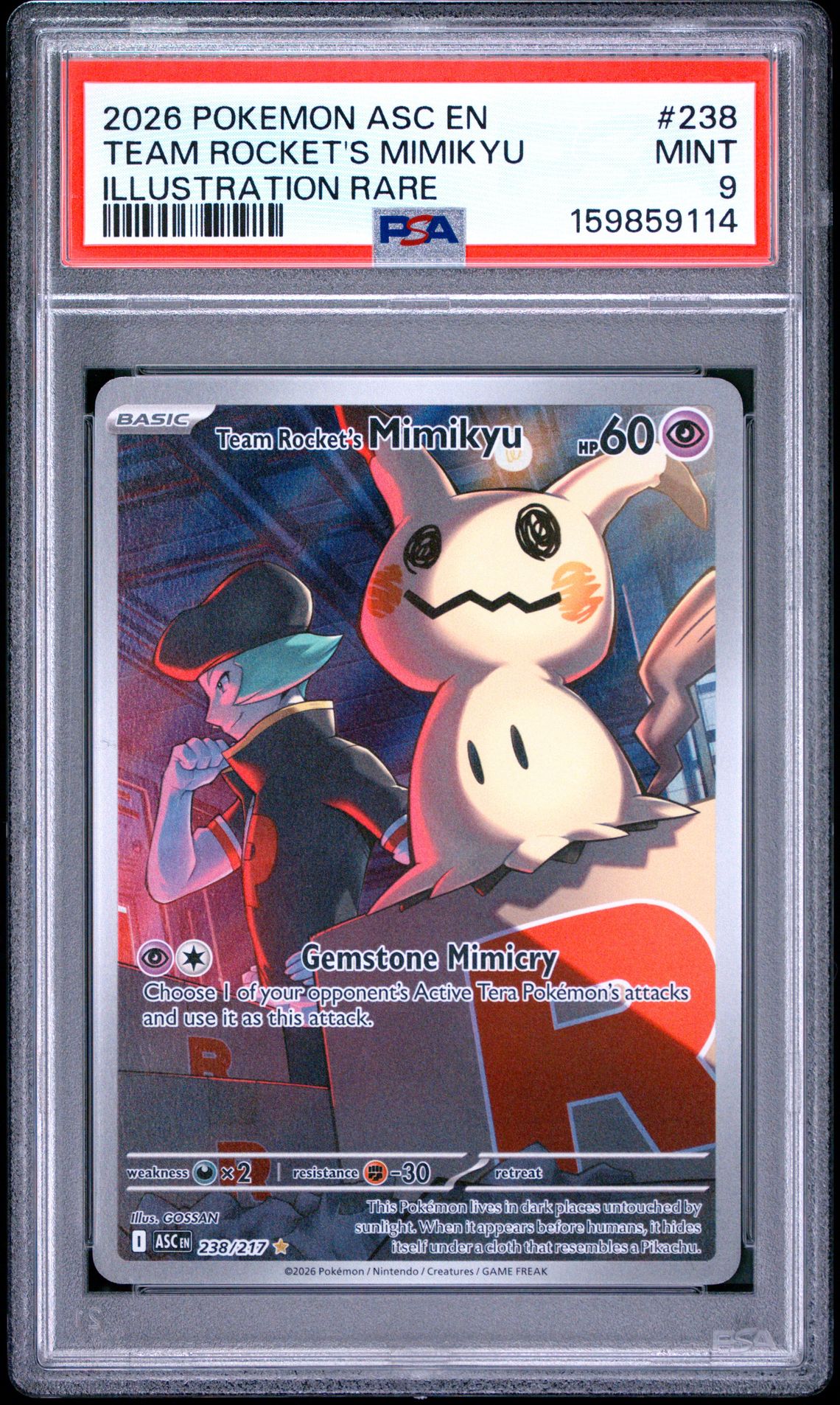 2026 Pokemon Asc En-Ascended Heroes Team Rocket's Mimikyu #238 (Illustration Rare) Mint 9 front