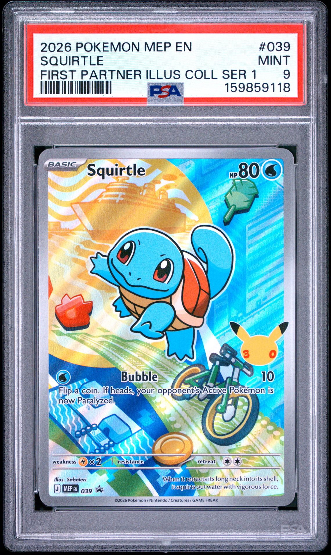 2026 Pokemon Mep En-Me Black Star Promo Squirtle #039 (First Partner Illus Coll Ser 1) Mint 9 front
