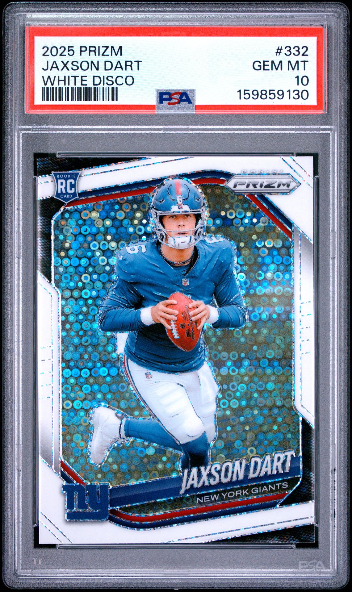 2025 Panini Prizm Jaxson Dart #332 (White Disco) Gem Mt 10 front