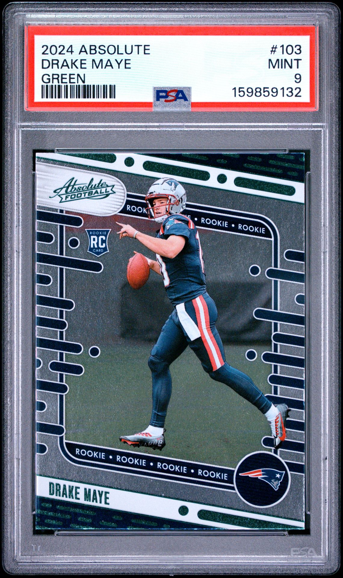 2024 Panini Absolute Drake Maye #103 (Green) Mint 9 front