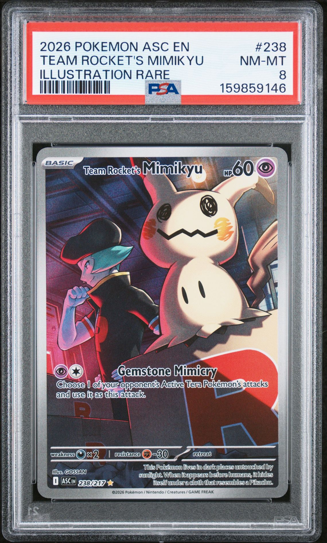 2026 Pokemon Asc En-Ascended Heroes Team Rocket's Mimikyu #238 (Illustration Rare) Nm-Mt 8 front