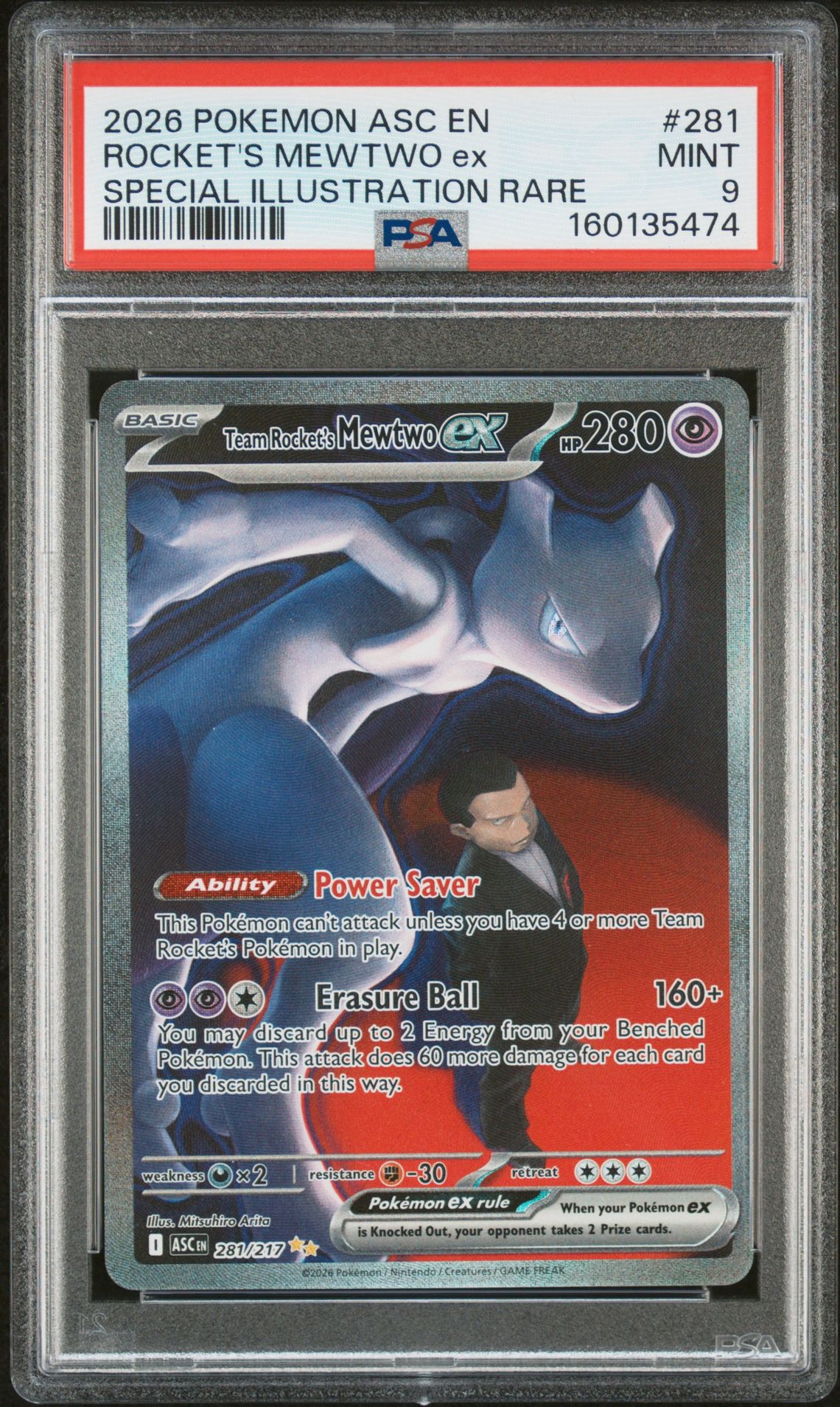 2026 Pokemon Asc En-Ascended Heroes Rocket's Mewtwo Ex #281 (Special Illustration Rare) Mint 9 front