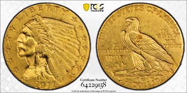 1911 $2.50 AU55