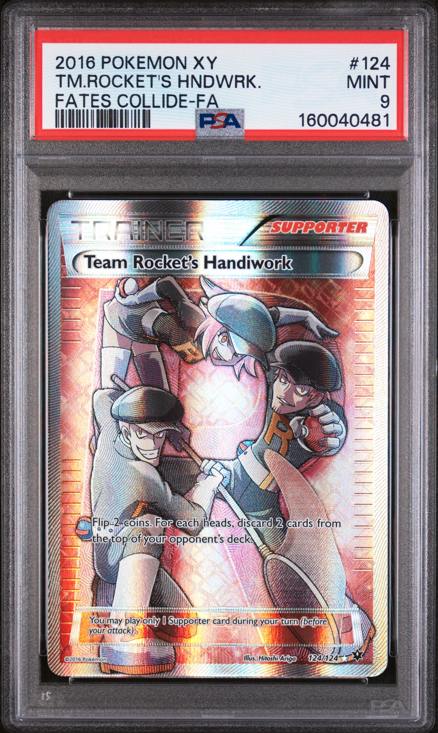 2016 #124 Full Art/Team Rocket's Handiwork PSA 9 XY Fates Collide