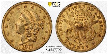 1871-CC $20 AU53