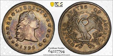 1795 $1 Flowing Hair, 3 Leaves XF45