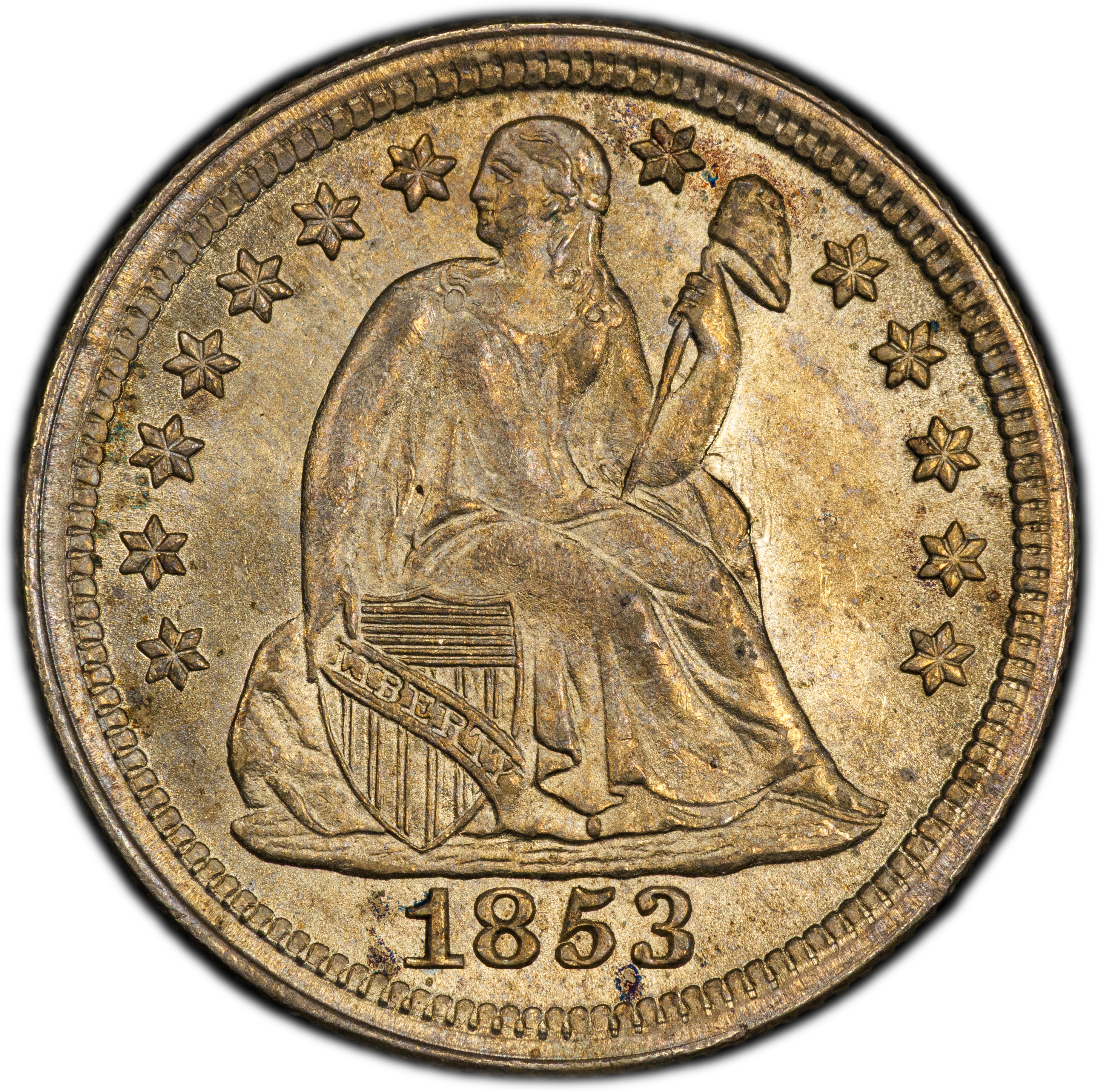 thumbnail for: 1853 10c No Arrows MS CAC
