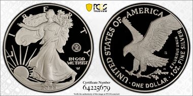 2025-S $1 Silver Eagle w/ U.S. Navy Privy 250th Anniversary PR70DCAM