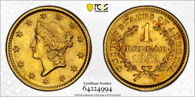 1853 G$1 MS62