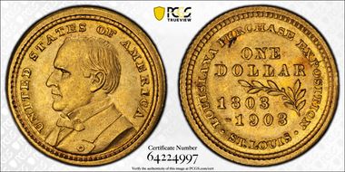 1903 G$1 LA Purchase, McKinley AU58