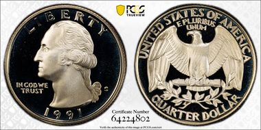 1991-S 25C PR69DCAM