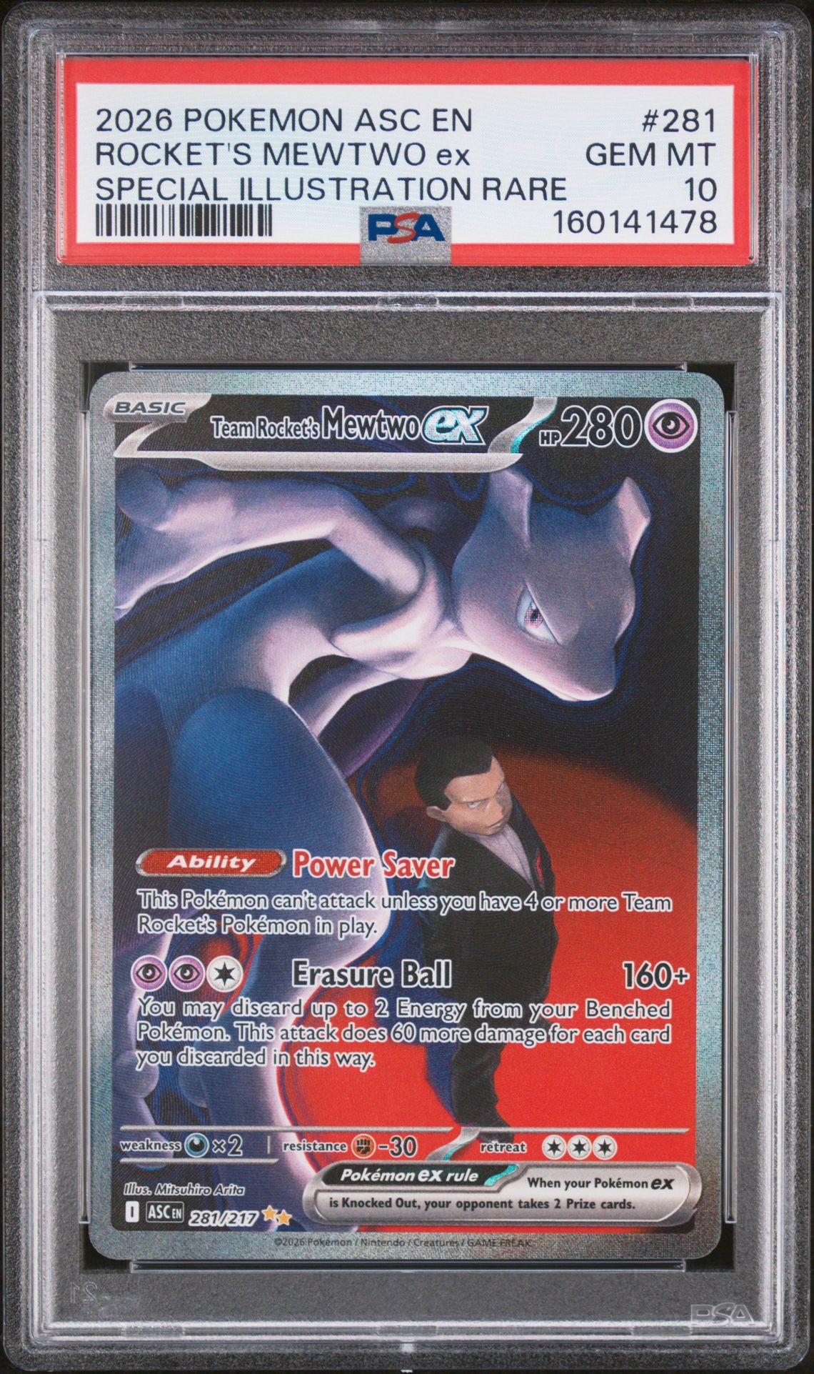 2026 Pokemon Asc En-Ascended Heroes Rocket's Mewtwo Ex #281 (Special Illustration Rare) Gem Mt 10 front