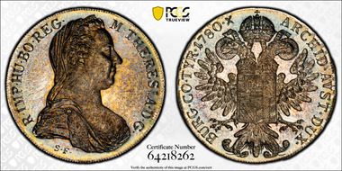 "1780"-S.F. Thaler Modern Restrike (1853-Present) MS68