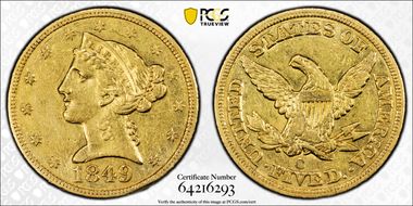 1849-C $5 AU50