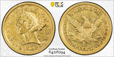 1858-C $5 AU50