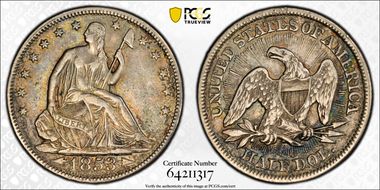 1853 50C Arrows & Rays N1