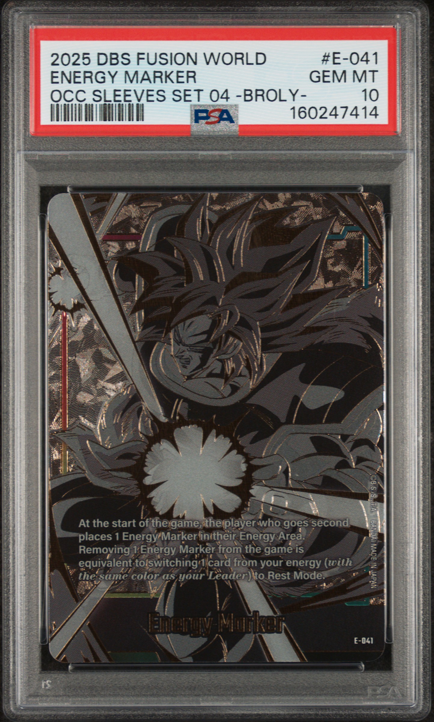 2025 #E-041 Energy Marker PSA 10 Dragon Ball Super Card Game Fusion World Official Card Case & Card Sleeve Set 04 -Broly-