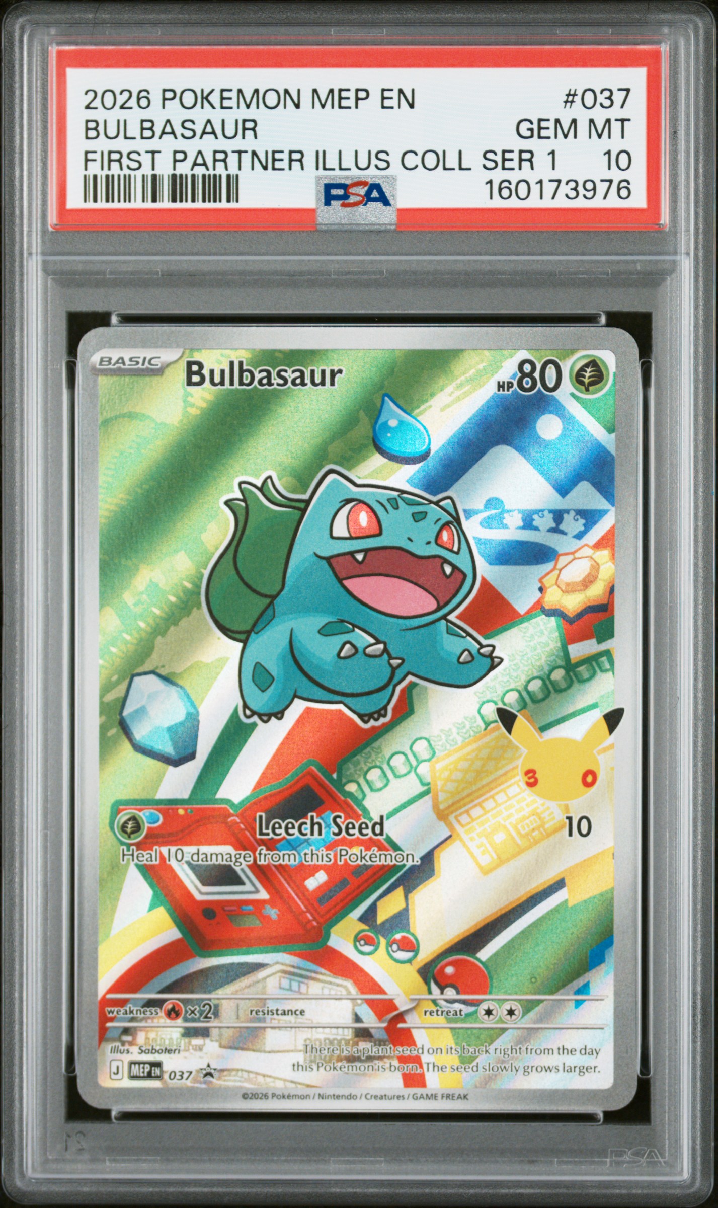 2026 #037 Bulbasaur PSA 10 Mep EN-Me Black Star Promo