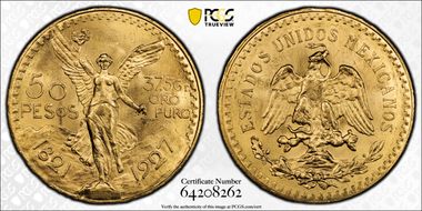 1927 50 Peso KM-481  Au MS65