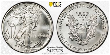 1988 $1 Silver Eagle MS68