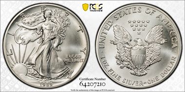 1989 $1 Silver Eagle MS68