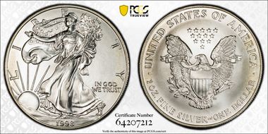 1998 $1 Silver Eagle MS67