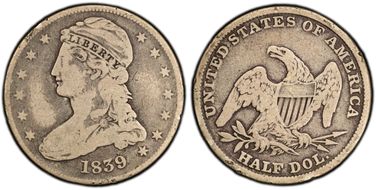 1839 50C Capped Bust VG10