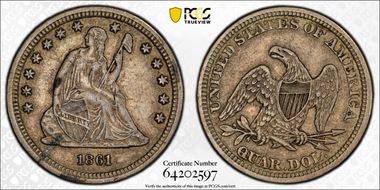 1861 25C XF40