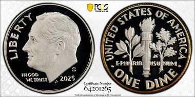 2025-S 10C Silver PR70DCAM
