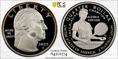 2025-S 25C Althea Gibson Silver PR70DCAM