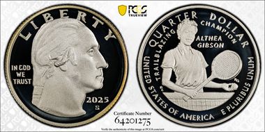 2025-S 25C Althea Gibson Silver PR70DCAM