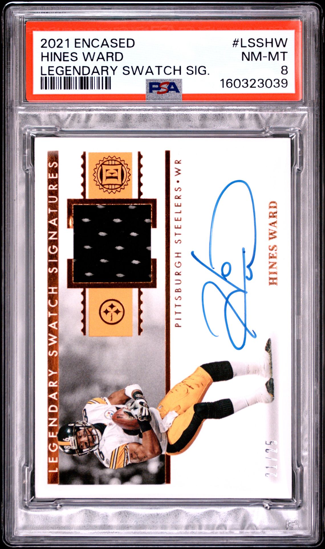 2021 Panini Encased Legendary Swatch Signatures Hines Ward #Lsshw (Legendary Swatch Sig.) Nm-Mt 8 front