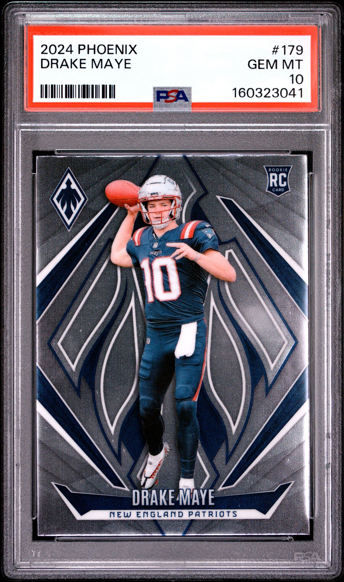 2024 Panini Phoenix Drake Maye #179 Gem Mt 10 front view - PSA graded GEM MT 10